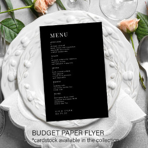 Budget simple black and white wedding menu