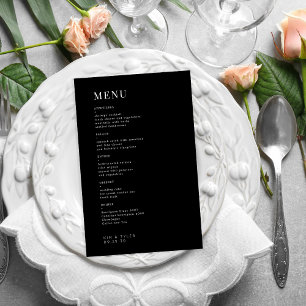 Budget simple black and white wedding menu