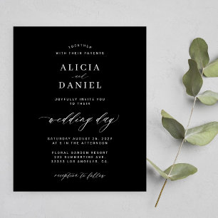 Budget simple black minimalist script wedding