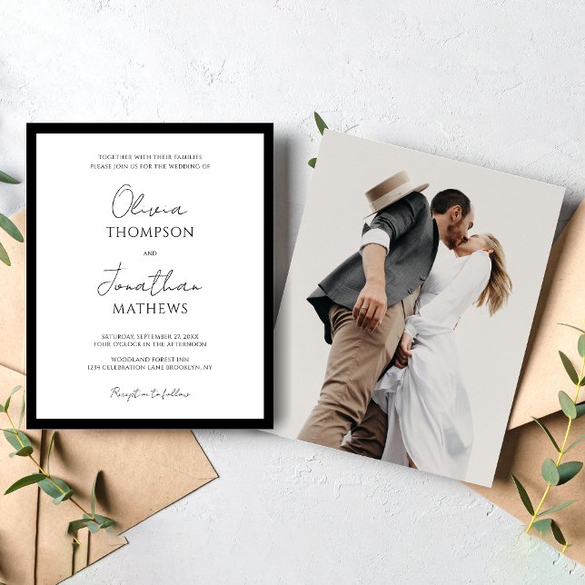 BUDGET Simple Black Tie White Script Photo Wedding (Creator Uploaded)