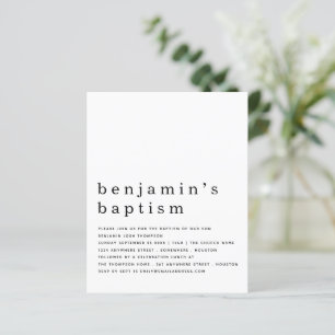 Budget Simple Black White Baptism Invitation