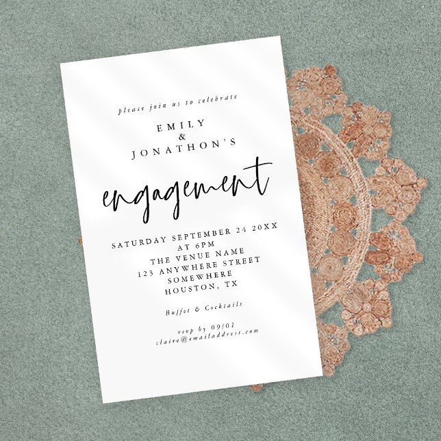 Budget Simple Black White Script Engagement Invite (Creator Uploaded)