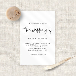 Budget Simple Black White Wedding Invitation