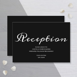 Budget Simple Black White Wedding Reception Enclosure Card