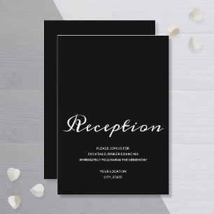 Budget Simple Black White Wedding Reception Enclosure Card