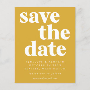 Budget Simple Bold Yellow Save The Date Card