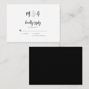 Budget Simple Botanical Monogram Wedding RSVP Note Card