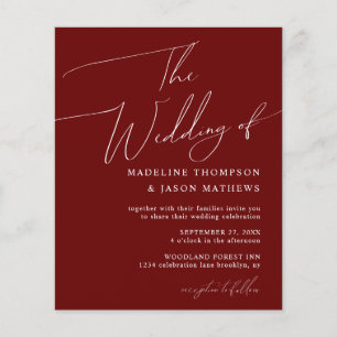 BUDGET Simple Burgundy Red Script The Wedding