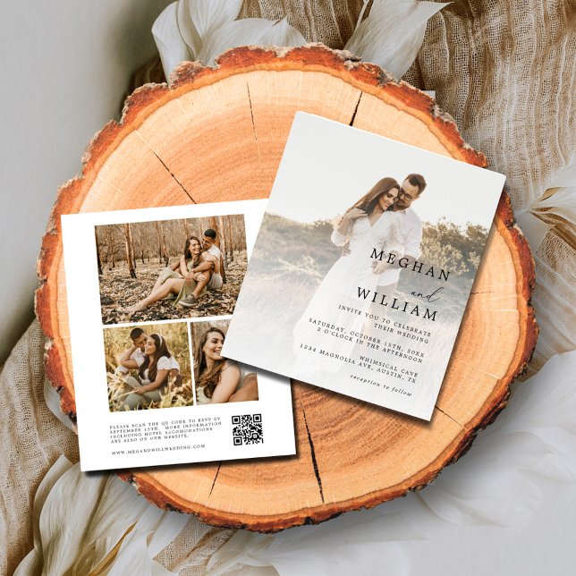 Budget Simple Calligraphy Qr Code Photo Wedding (Creator Uploaded)