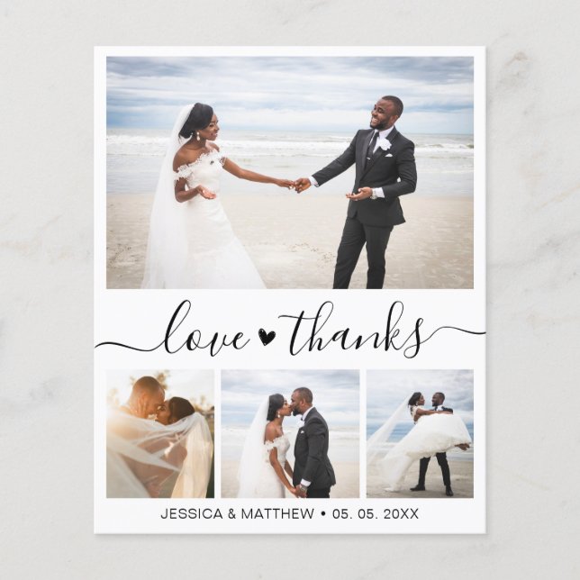 Budget Simple Collage Wedding Thank You Flyer (Front)