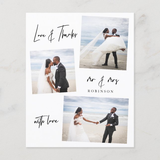 Budget Simple Collage Wedding Thank You Flyer (Front)