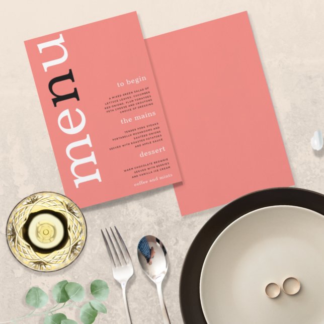 BUDGET Simple Coral Rose Typography Wedding Menu (Creator Uploaded)