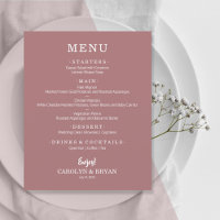 Budget Simple Desert Rose Pink Wedding Menu Flyer