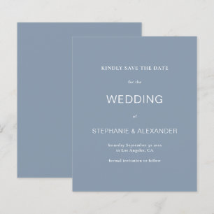 Budget Simple Dusty Blue Wedding Save The Date