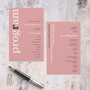 BUDGET Simple Dusty Rose Text Wedding Program