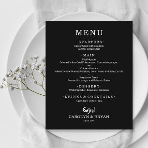 Budget Simple Elegant Black Wedding Dinner Menu