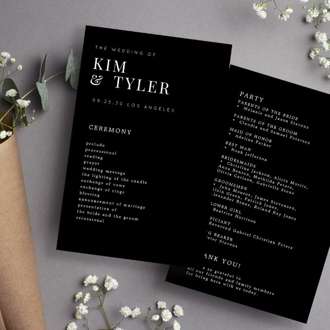 Budget simple elegant black wedding program (Creator Uploaded)