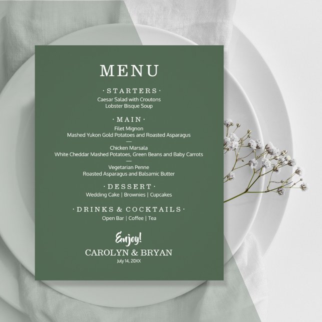 Budget Simple Elegant Evergreen Wedding Menu Flyer (Creator Uploaded)
