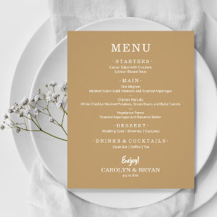 Budget Simple Elegant Gold Wedding Menu
