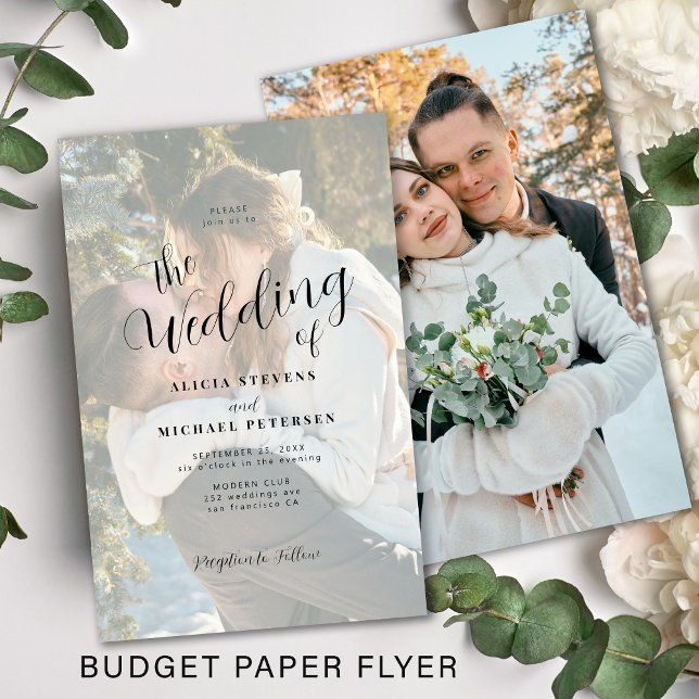 Budget simple elegant photo wedding invitation flyer (Creator Uploaded)