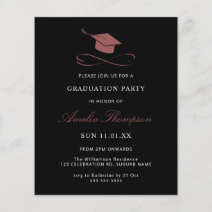 Budget Simple Elegant Pink and Black Graduation