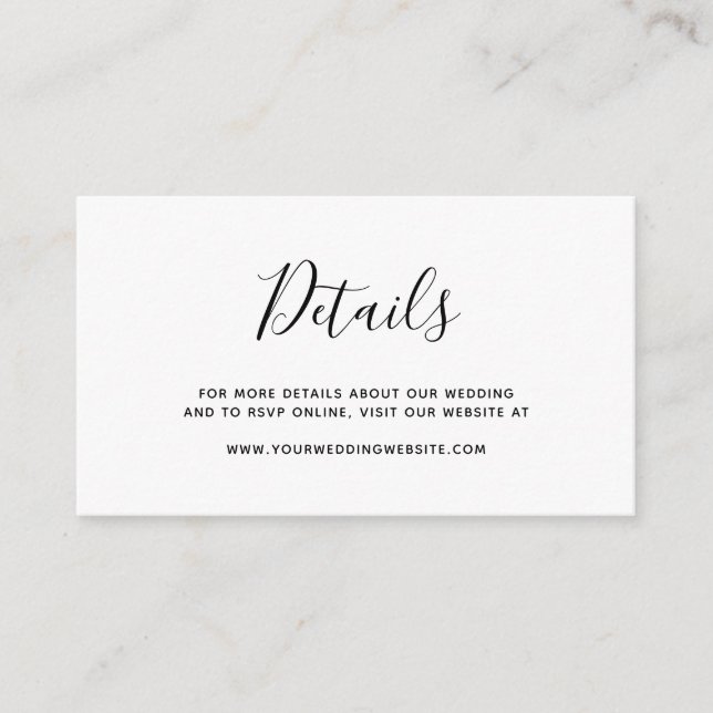 BUDGET Simple Elegant Wedding Details Enclosure Card (Front)