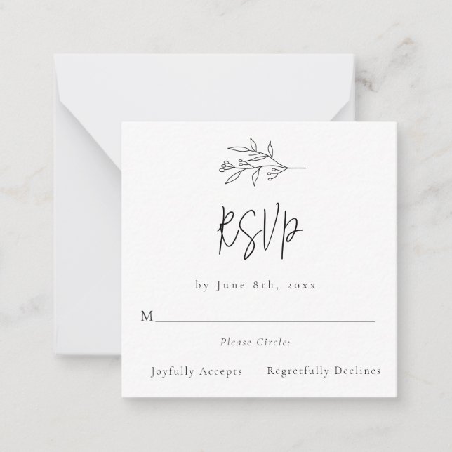 Budget Simple Foliage Wedding RSVP Card (Front)