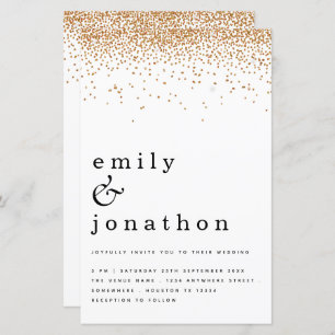 Budget Simple Gold Glitter Wedding Invitation