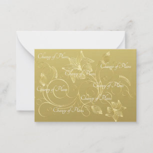Budget. Simple golden Postponed Wedding Card