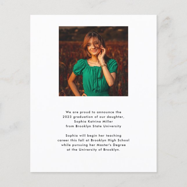 Budget Simple Graduate Cap 2 Photo Graduation Card (Back)