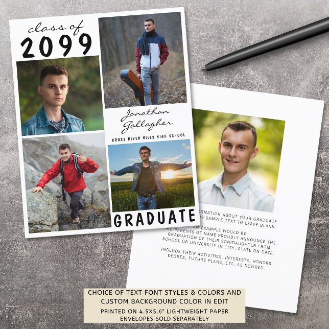 Budget Simple Graduation 5 Photo Announcement (Creator Uploaded)