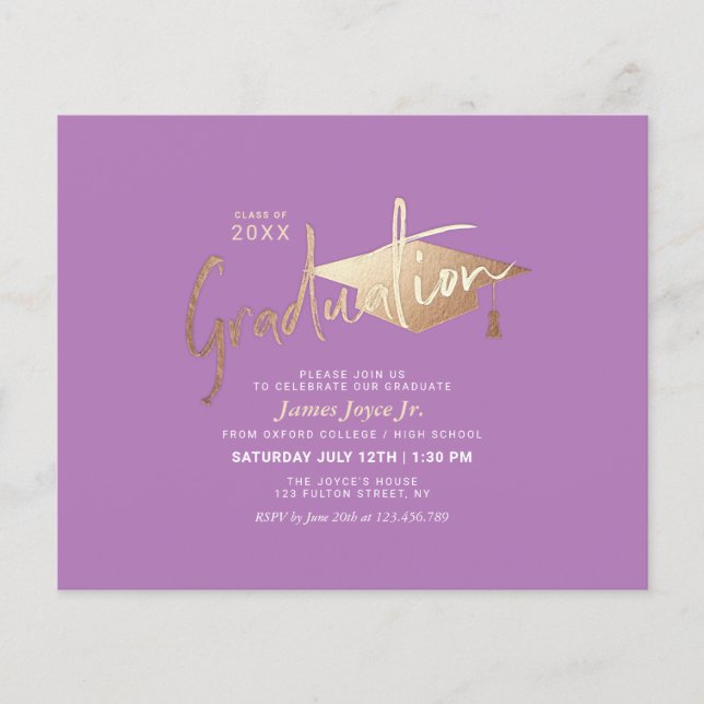 Budget Simple Minimal Graduation Party Invitations Flyer (Front)