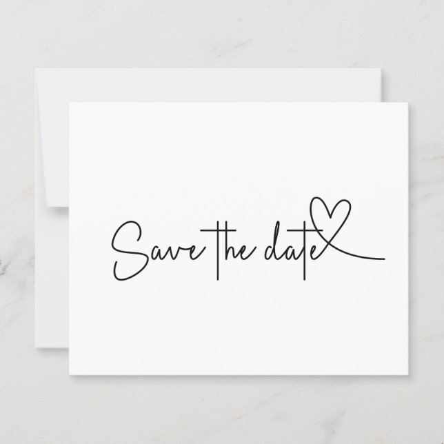 Budget Simple Minimal Plain White Save the Date (Front)