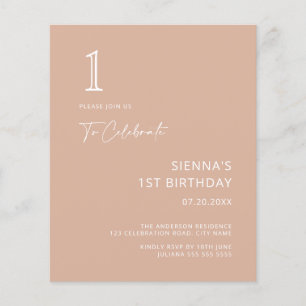 Budget Simple Minimalist Blush Pink 1st Birthday