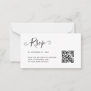 BUDGET Simple Minimalist QR Code RSVP Wedding Card