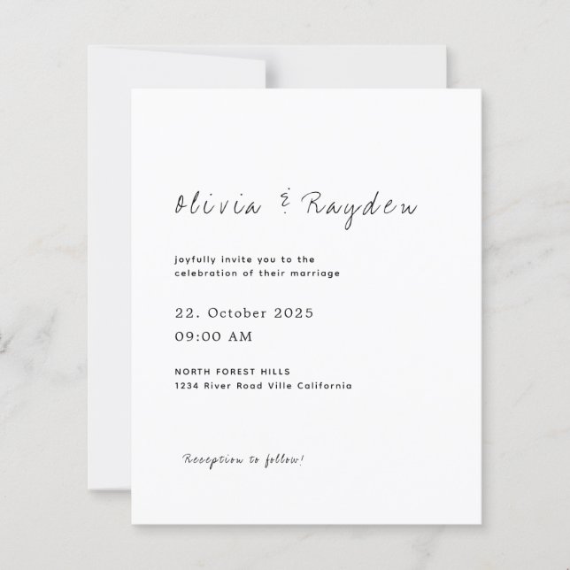 BUDGET Simple Minimalist Script Wedding (Front)