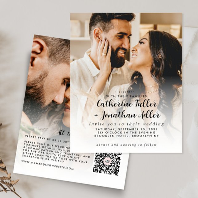 Budget Simple Modern 2 Photo Wedding Invitation (Creator Uploaded)