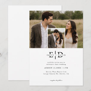 Budget Simple Modern Boho 2 Photo Wedding Invitation