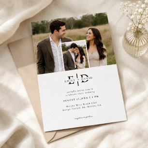 Budget Simple Modern Boho 2 Photo Wedding Invitation