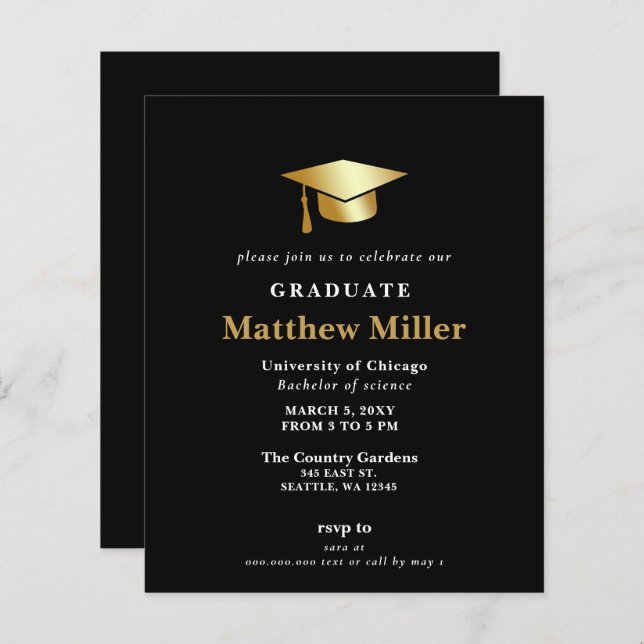 Budget Simple Modern Graduation Invitation (Front/Back)