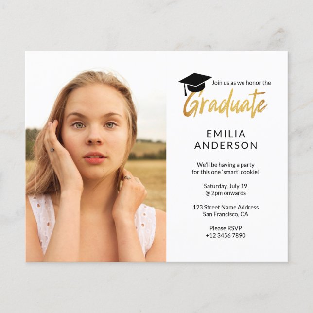 BUDGET Simple Modern Graduation Party Flyer (Front)