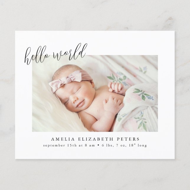 Budget Simple Modern Newborn Birth Announcement (Front)