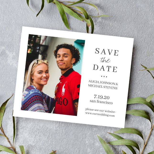 Budget simple modern photo wedding save the date (Creator Uploaded)