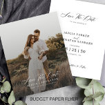 Budget simple modern photo wedding save the date flyer<br><div class="desc">Boho minimalist photo overlay BUDGET AFFORDABLE wedding save the date PAPER FLYER (advertising type paper) template with your custom engagement picture and a trendy handwriting chic romantic calligraphy script. Personalise it with your photos and details! PLEASE READ THIS BEFORE PURCHASING! This is a budget affordable wedding card printed on a...</div>