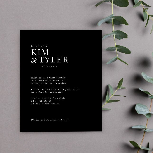 Budget simple modern typography wedding invitation (Creator Uploaded)