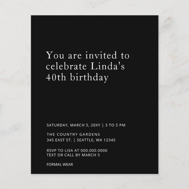 Budget Simple Photo any year Birthday Invitation (Front)