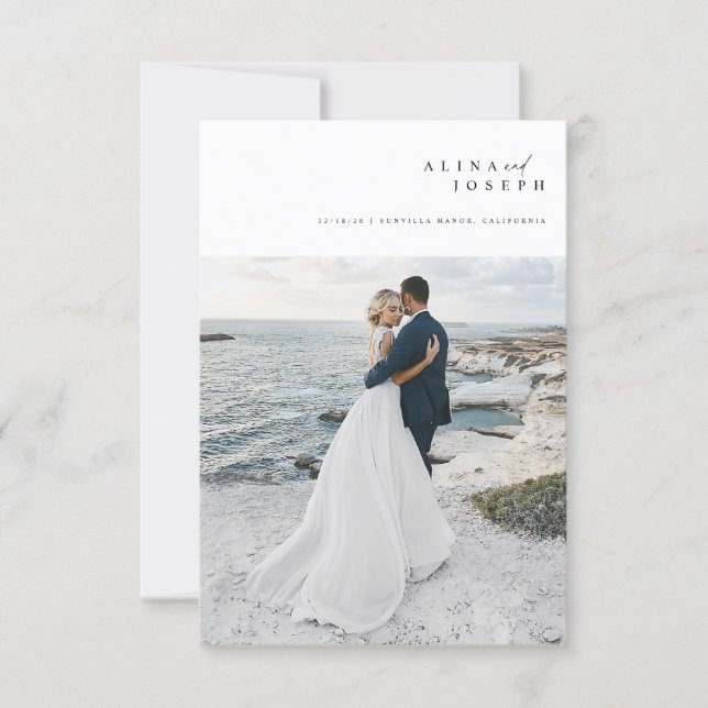 Budget Simple Photo Beach Destination Wedding Invitation (Front)