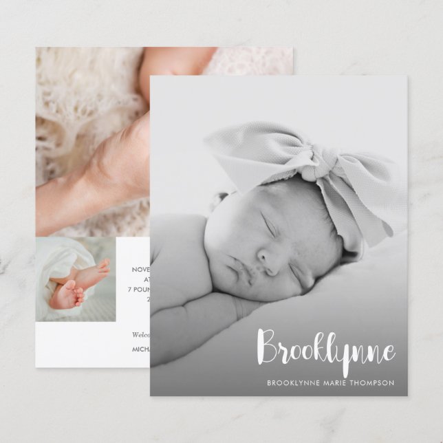 Budget Simple Photo Birth Announcement (Front/Back)