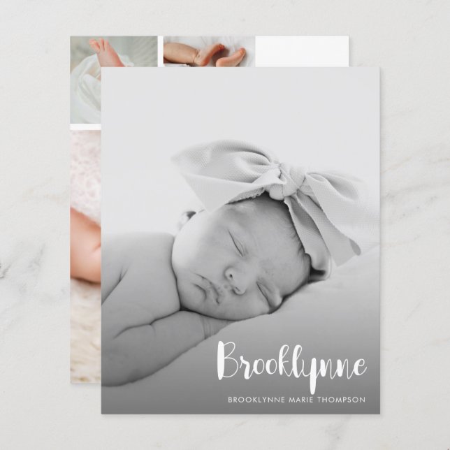 Budget Simple Photo Birth Announcement (Front/Back)