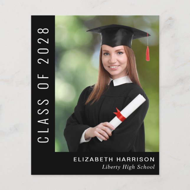 Budget Simple Photo Black Graduation (Front)